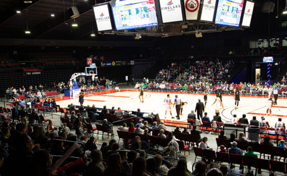 Crowd and court vs Rockwall Fire Home Opener